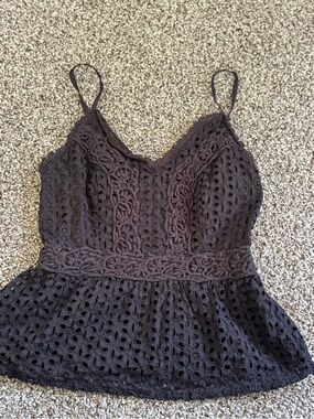 Japna Black Lace Eyelet Camisole Top